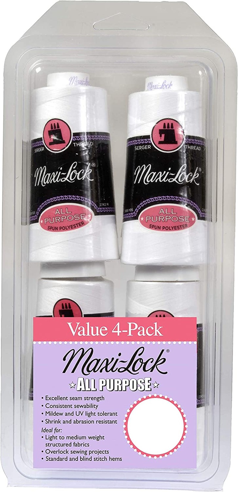 American & Efird Maxi Lock All Purpose Value Pack, White