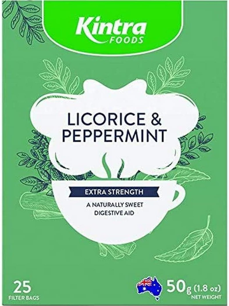 Kintra Foods Licorice & Peppermint Herbal Tea a Naturally Sweet Digestive Aid 25 Teabags, 50G