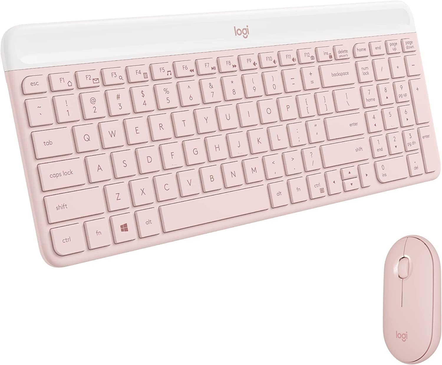 Logitech MK470 Slim Wireless Keyboard and Mouse Combo – Modern Compact Layout, Ultra Quiet, 2.4 Ghz USB Receiver, Plug N’ Play Connectivity, Compatible with Windows – Rose