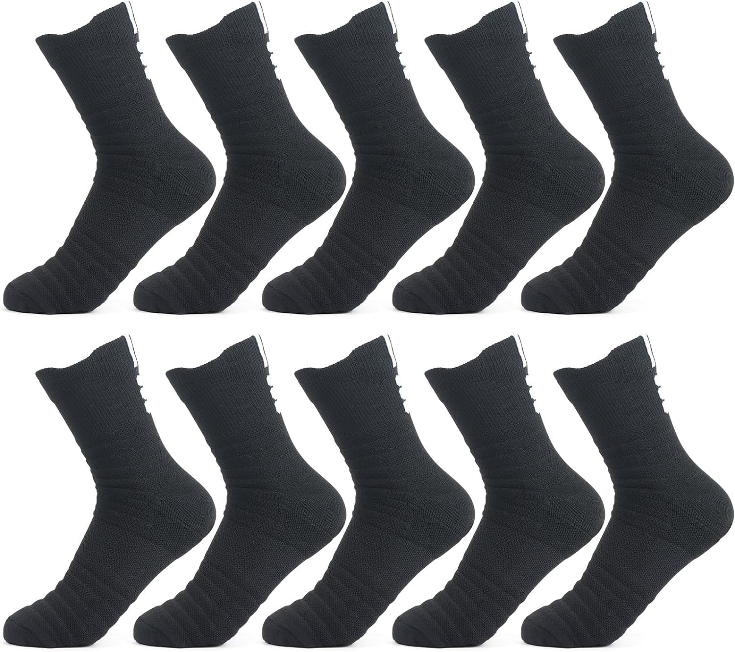 10 Pairs Men Socks Mid-Cut Athletic Socks Breathable Stretch Socks Men Running Training