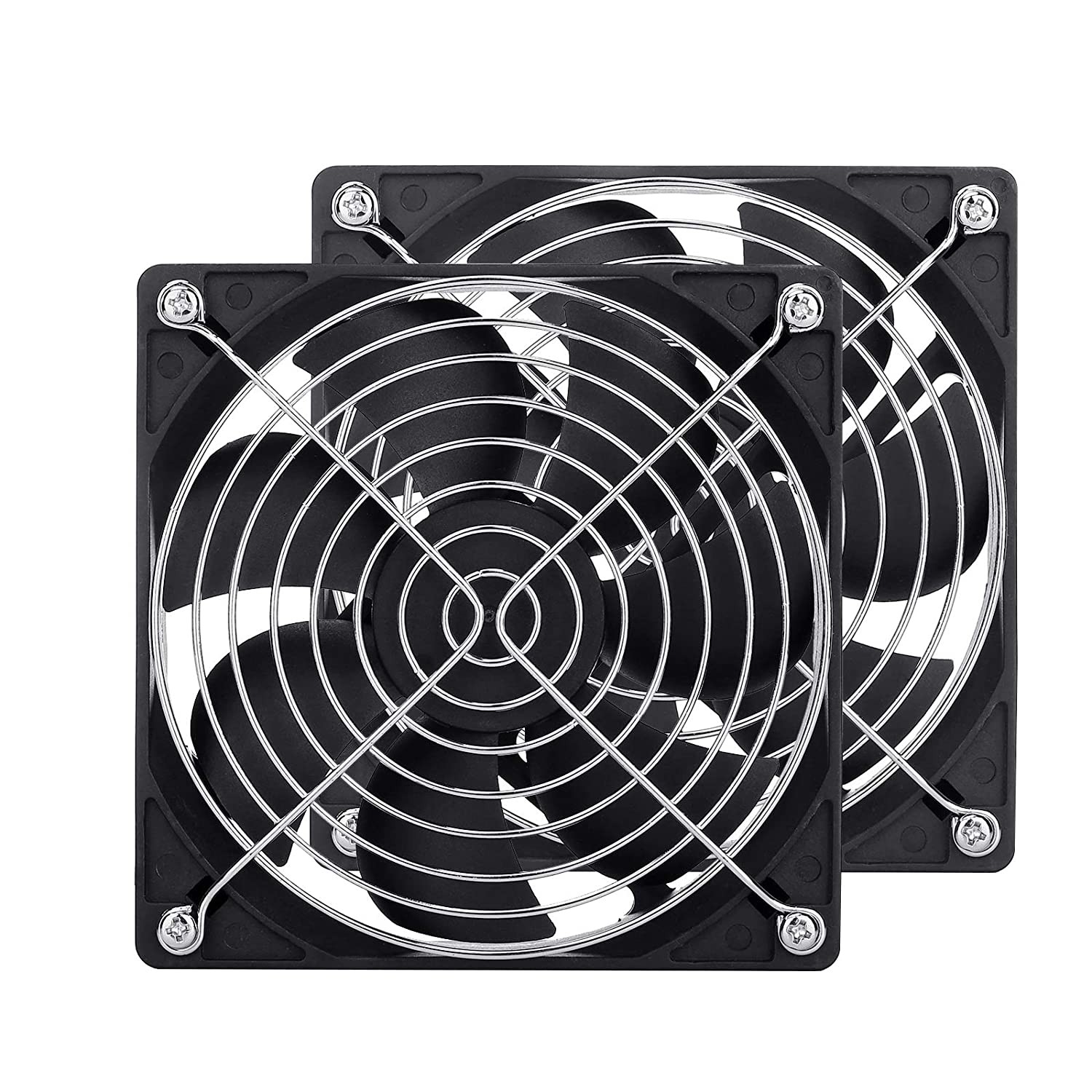 2-Pack 120Mm Fan DC 12V Computer Fan 120Mm X120Mm X 25Mm 2-Pin High Performance Cooling Fan 1500RPM