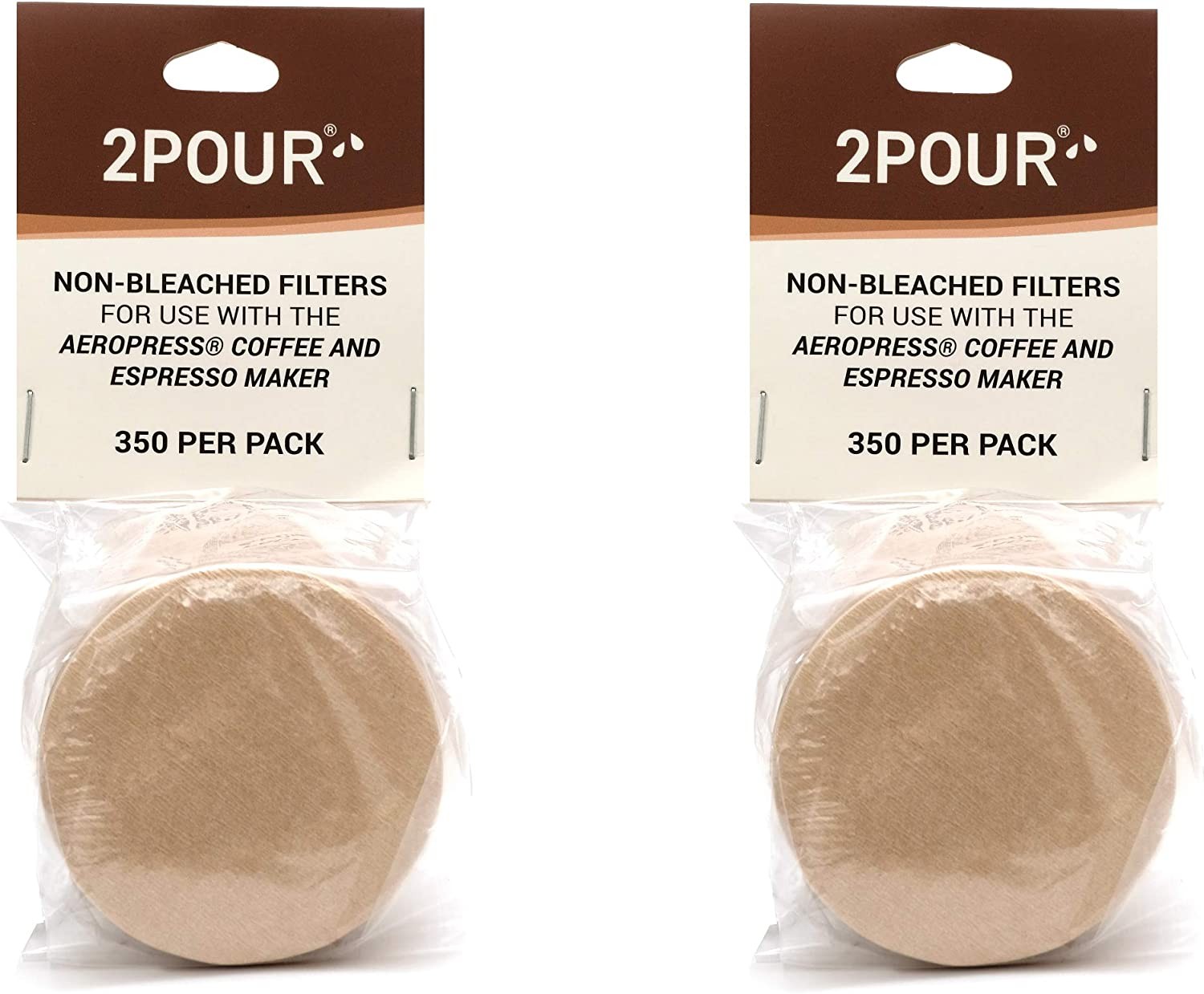 700X (2 Packs) Paper Filters Compatible with the Aeropress® Coffee Maker / Aeropress® Go – Vegan Non Bleached Natural – 2POUR®.