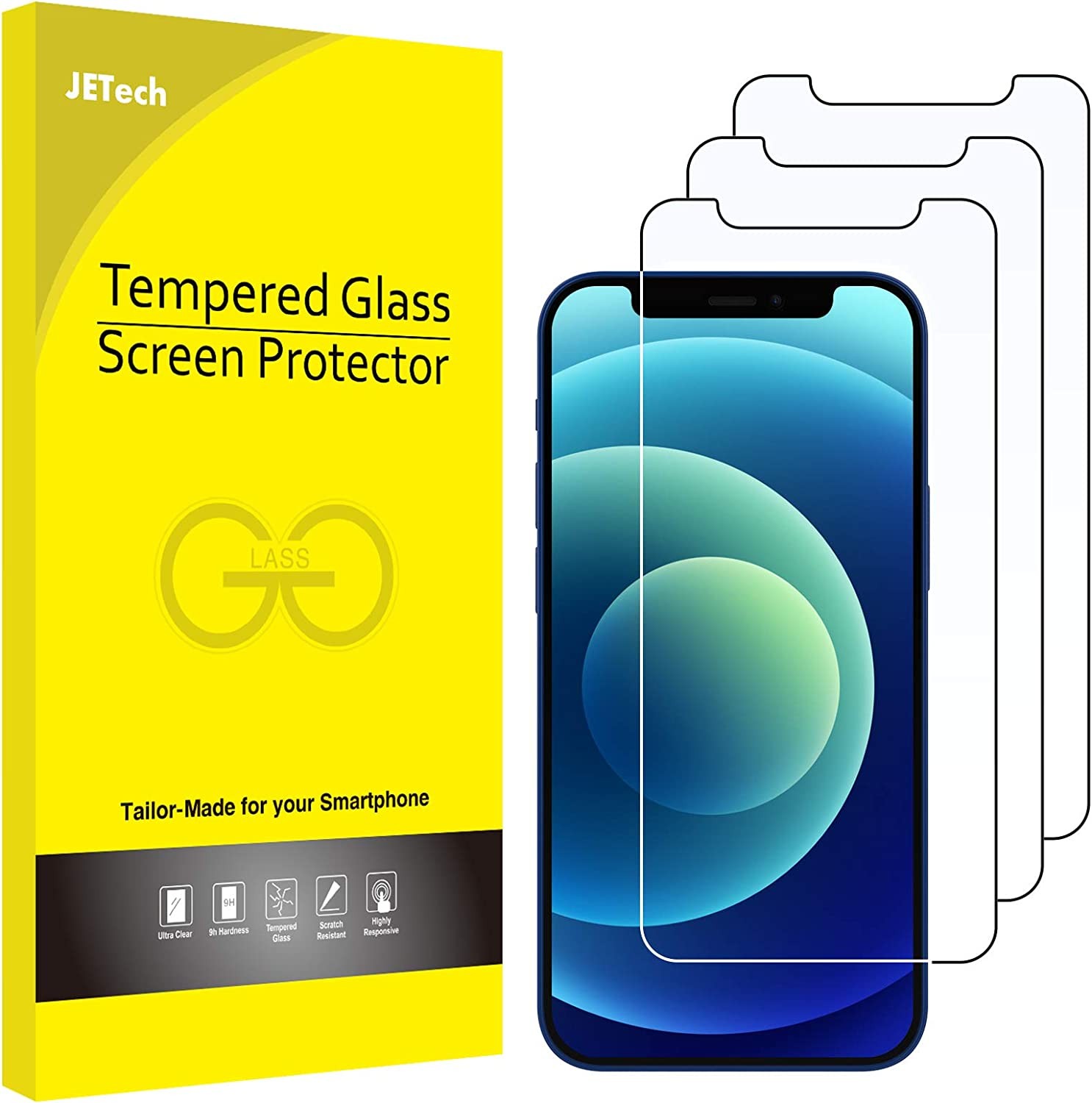 Jetech Screen Protector for Iphone 12 Mini 5.4-Inch, Tempered Glass Film, 3-Pack