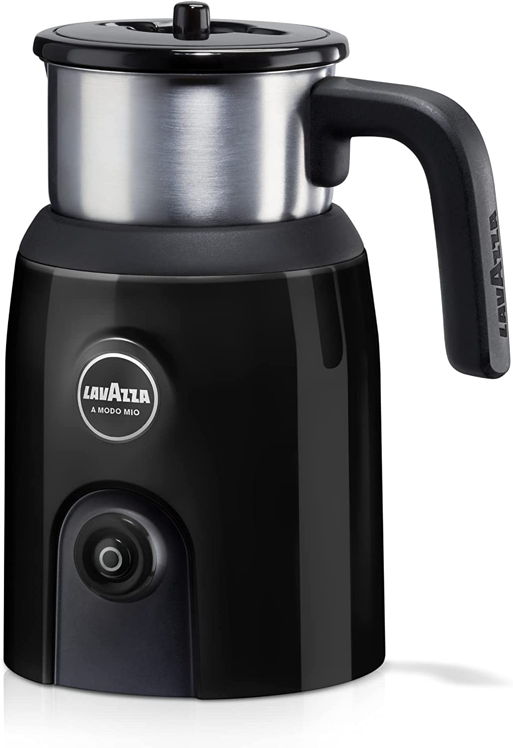 Lavazza, a Modo Mio Milkup Frother, Electric Milk Frother, Ideal for Cappuccino, Hot Chocolate and Coffee, with Stainless Steel Container, Multifunction Button, ABS Coating and Whisk Storage Lid