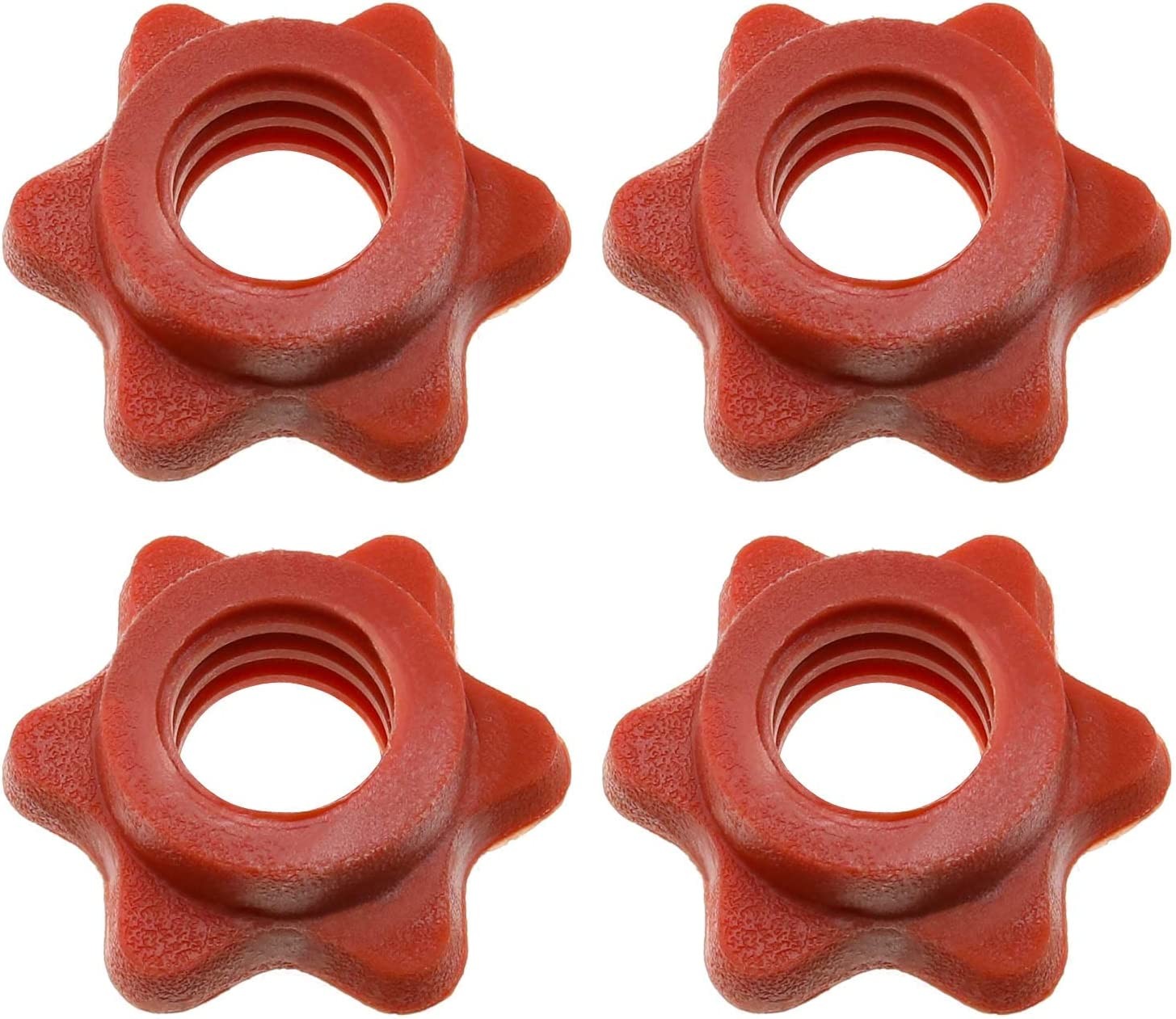 4X 25Mm Barbell Bar Hex Nuts 1 Inch Red Spin-Lock Collars Fitness Equipment Accessories for Lifting Barbells Dumbbell Bars