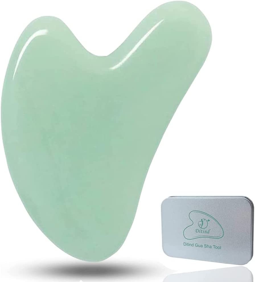 Ditind Gua Sha, Guasha Tool for Face, Natural Jade Stone Gua Sha Tool for Face and Body SPA, Gua Sha Scraping Massage Tool for Toxins Prevents Wrinkles and Acupuncture Therapy