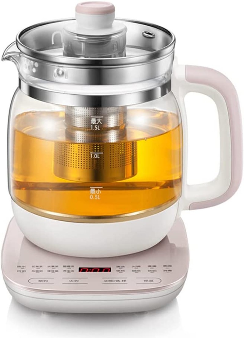 Electric Kettle Temperature Control Glass Tea Kettle Programmable Control Tea Pot, 1.5 Liter Stainless Steel Tea Maker & Coffee Kettle with Tea Infuser, Egg Cooker