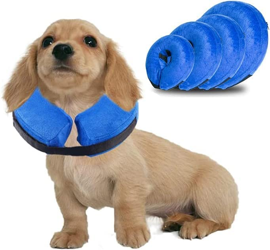 Soft Protective Inflatable Dog Cone Collar for Small/Medium/Large Dogs and Cats Adjustable Soft Pet Recovery Collar E-Collar Designed to Prevent Pets from Touching Stitches (Small)