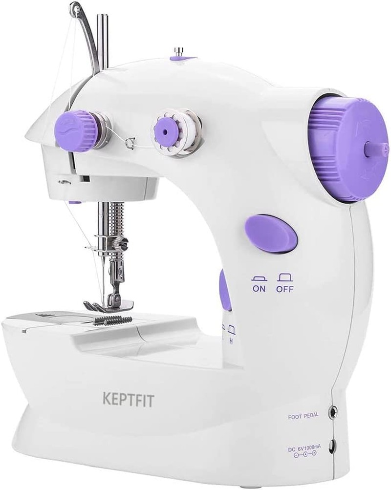 KEPTFIT Multifunctional Mini Sewing Machine Handheld Portable Electric Sewing Machines Adjustable 2-Speed with Foot Pedal for Beginners Purple Embroidery Machine