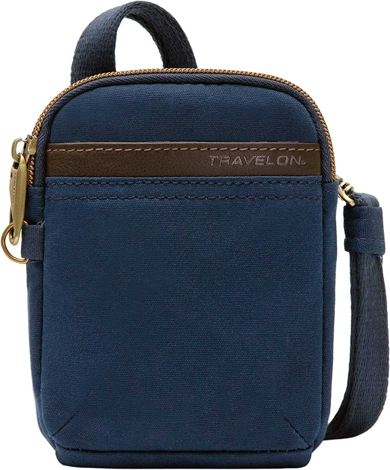 Travelon Unisex Adults Anti-Theft Courier Mini Crossbody Cross Body Bag, Navy, 4.5 X 6.5 X 1.75 US