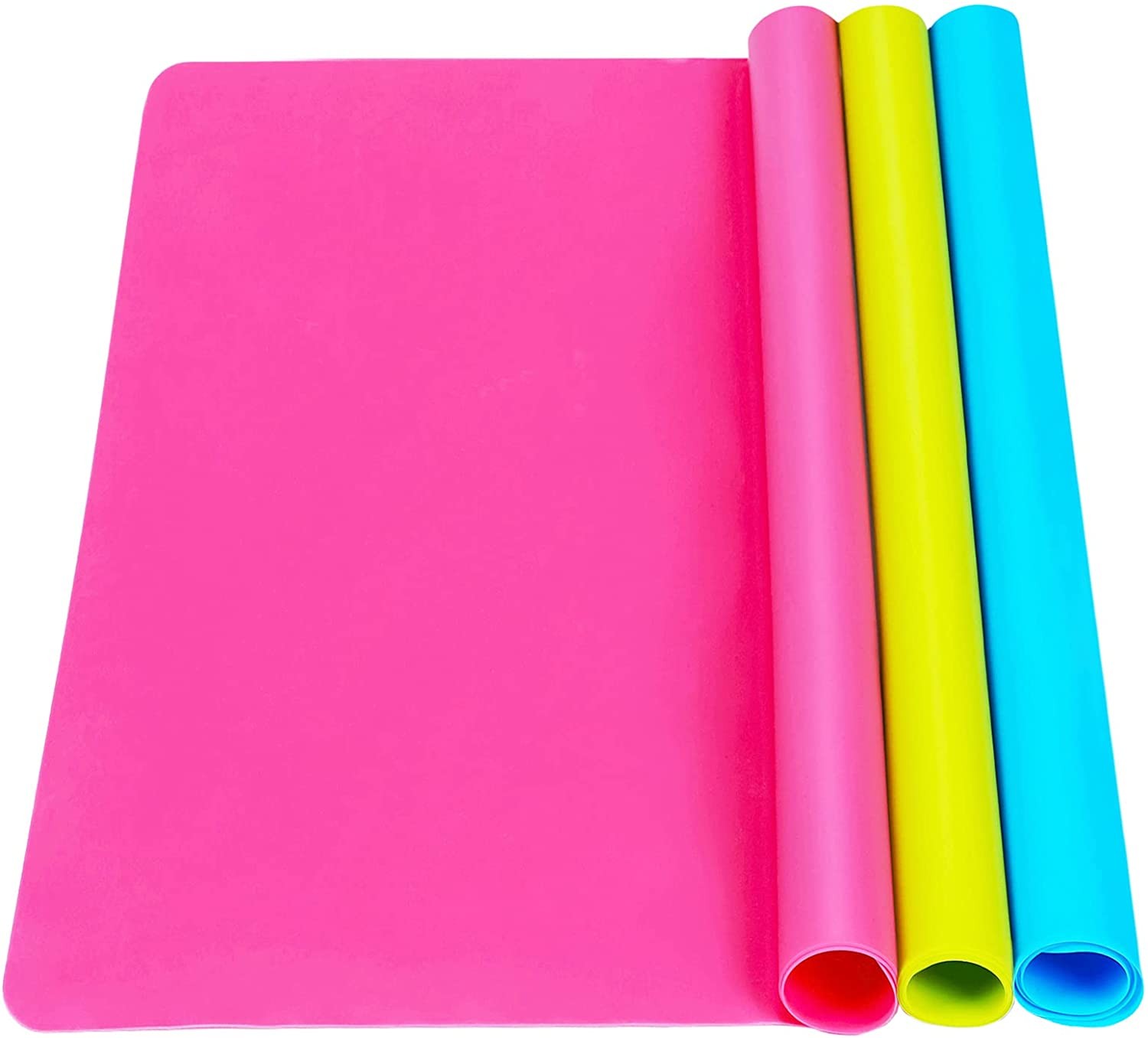 3 Pack Extra Large Silicone Sheets for Crafts, Liquid, Resin Jewelry Casting Molds Mat, Multi-Purpose Food Grade Silicone Placemat. 15.7″ X 11.8″ (Blue & Rose Red & Green)