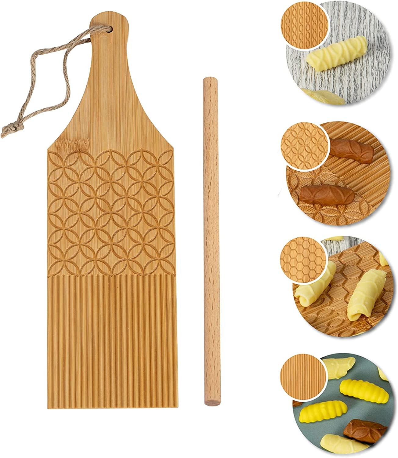 Combo Gnocchi Pasta Board Garganelli Board and Gnocchi Stripper Spaghetti Macaroni Pasta Board Bamboo Rolling Cavatelli Pasta Maker Pasta Board Gnocchi Roller Kitchen Gift Ideas