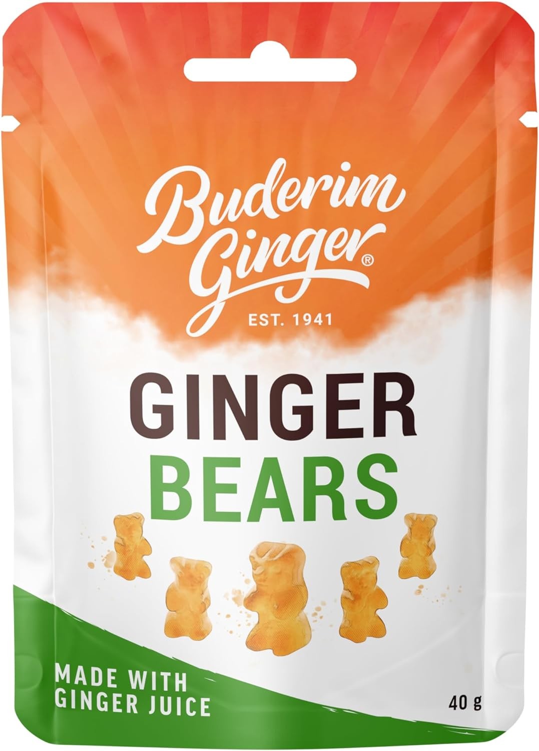 Buderim Ginger Bears Chewable Treat Snack 40 G