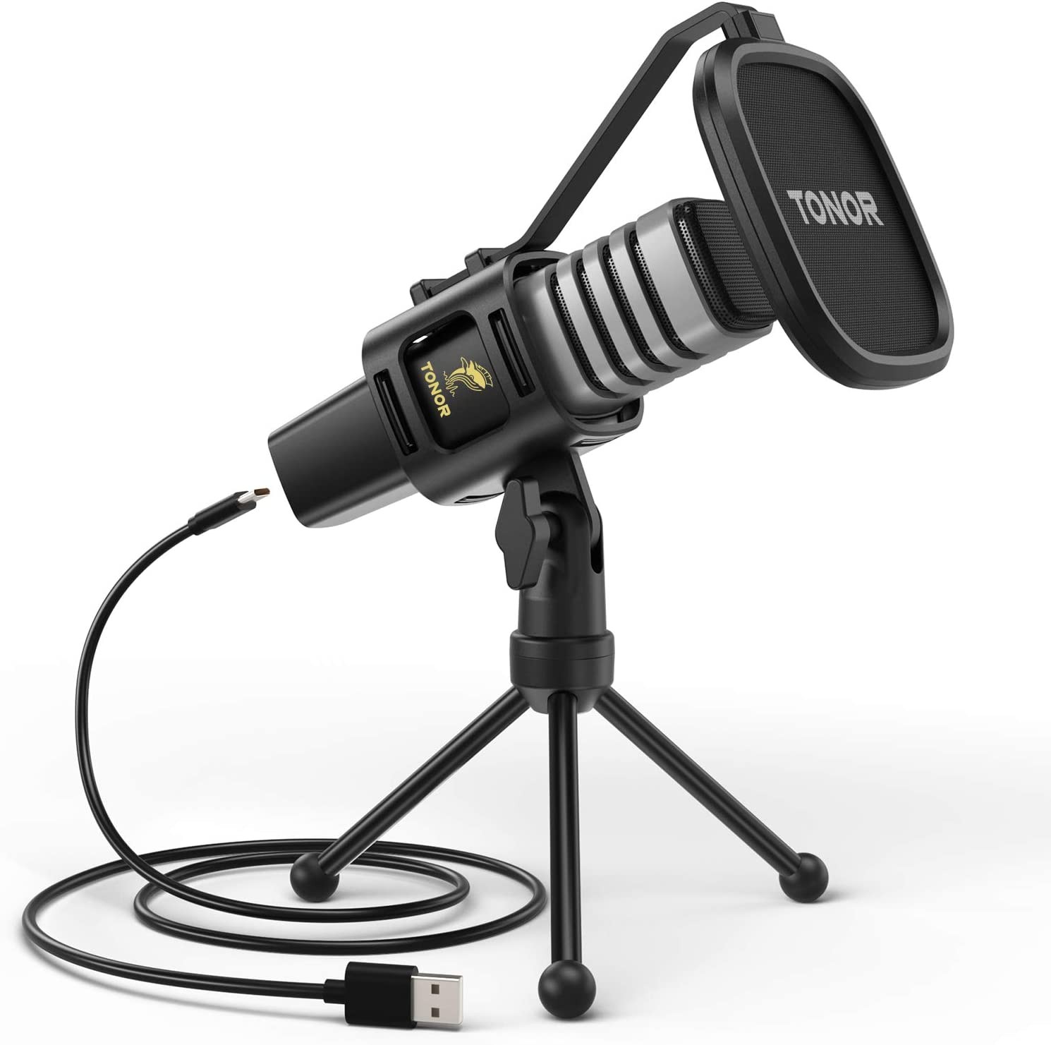 USB Microphone, TONOR Cardioid Condenser Computer PC Mic with Tripod Stand, Pop Filter, Shock Mount for Gaming, Streaming, Podcasting, Youtube, Voice Over, Twitch, Compatible with Laptop Desktop, TC30