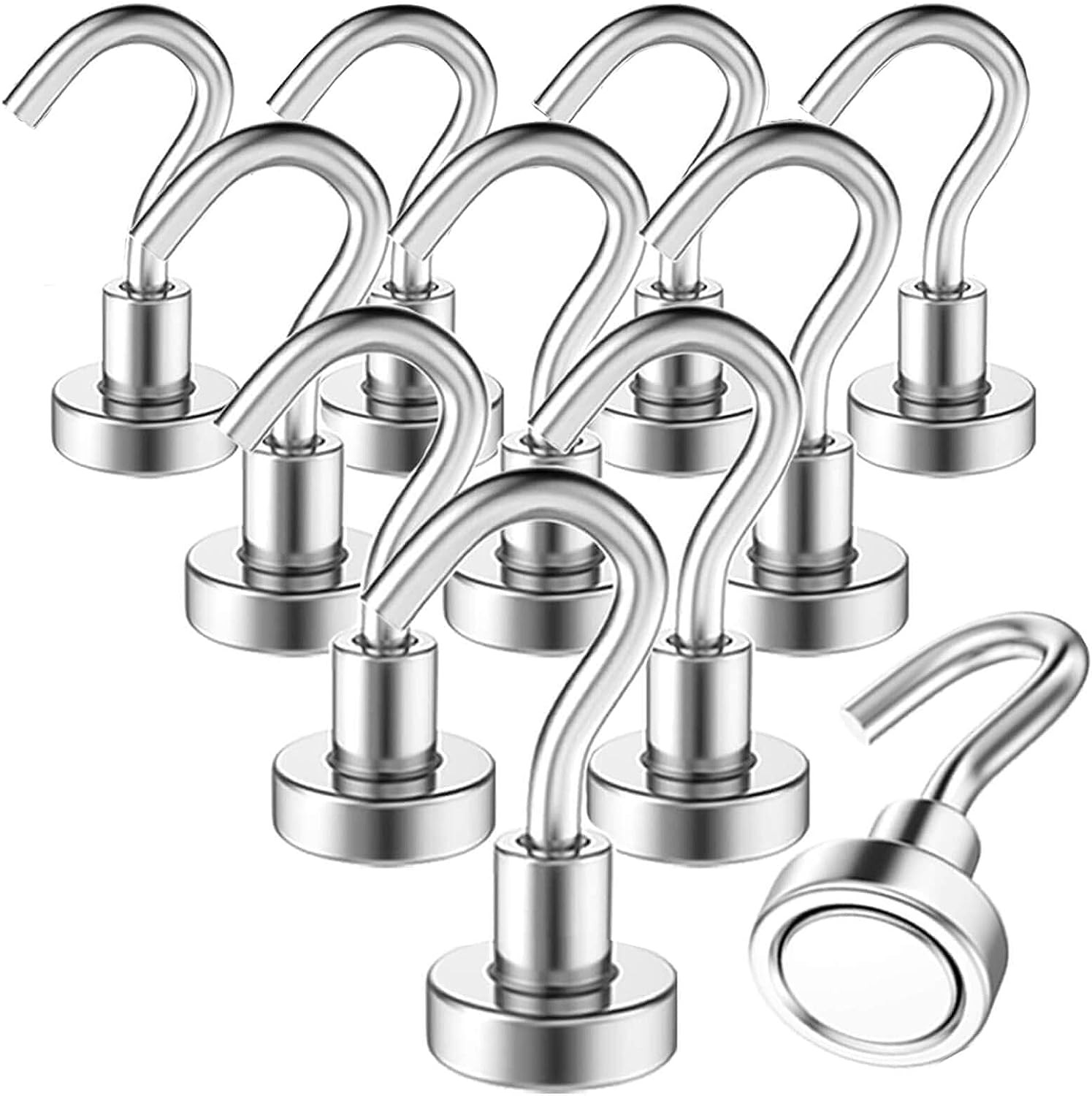 MIN CI 12 Pack Magnetic Hooks 25Lb Magnetic Hooks Cruise Heavy Duty,Strong Neodymium Magnet for Kitchen Fridge Classroom Office