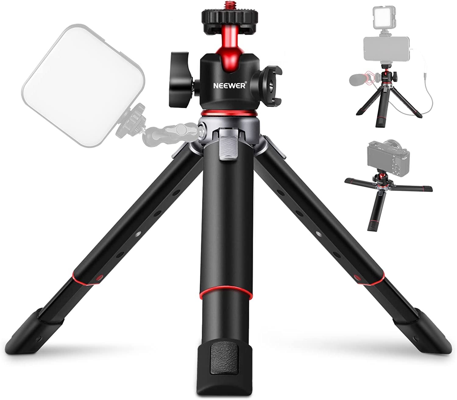 NEEWER Mini Camera Tripod with 360°Adjustable Ball Head & Cold Shoe, Extendable Tabletop Vlogging Tripod Stand Compatible with Camera Iphone 13 Canon G7X Mark III Sony ZV-1 RX100 VII A6600