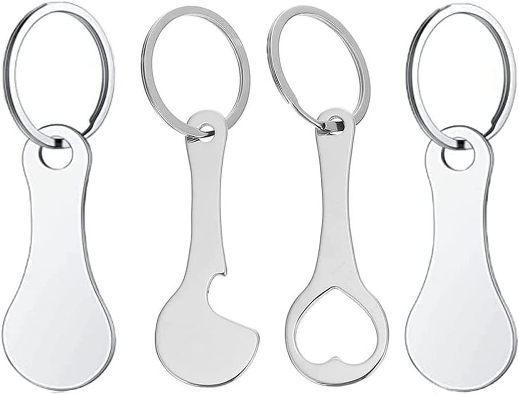 4 Pcs Portable Aluminum Alloy Key Ring, Shopping Trolley Tokens Key Ring, Metal Bottle Opener Keyring, Universal Release Key Chips for Convenient Shopping Cart