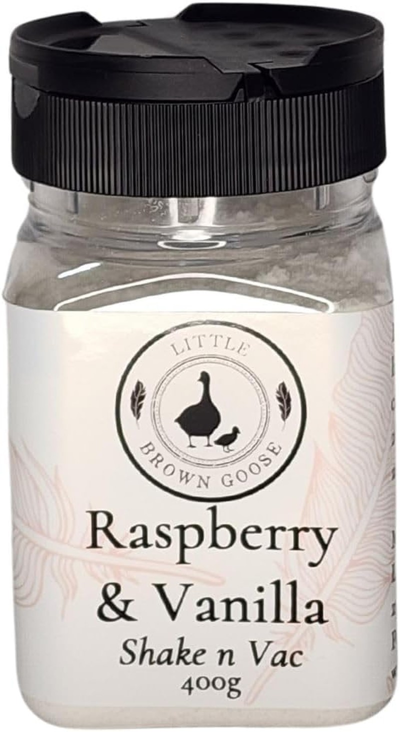 Little Brown Goose Raspberry & Vanilla Shake N Vac. 400G Carpet Freshener with Shaker Top. Remove Odours & Leave House Rugs and Carpets Smelling Fresh with This Super Shake N Vac Deodoriser