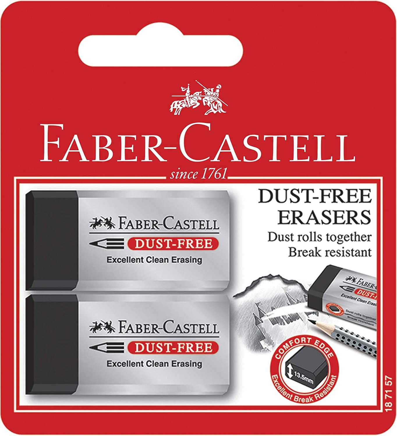 Faber-Castell Dust-Free Eraser Black, 2 Pack, (82-187157)