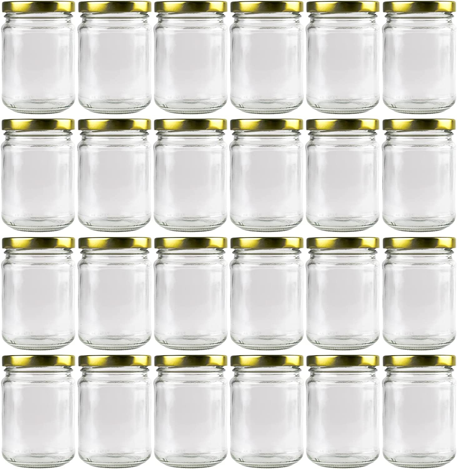 【AU Stock】24 X 250Ml Clear Glass Food Jar | round Glasses Jar with 63Mm Golden Twist Cap | Food Container Storage, Spices Jars, Mason Jar for Liquid Jams, Chutneys, Pickles, Sauces