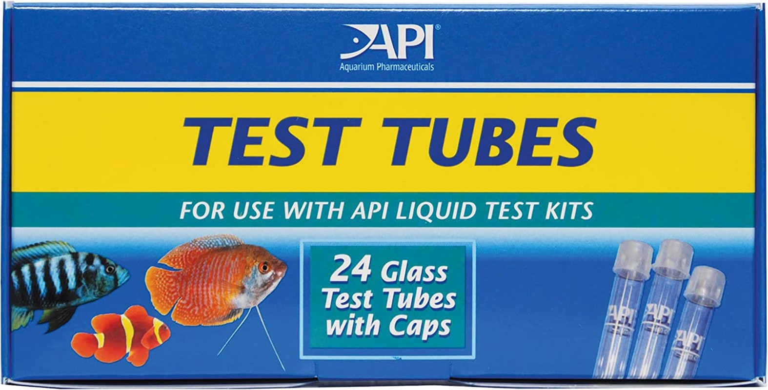 API Replacement Test Tubes with Caps for Any Aquarium Test Kit Including Freshwater Master Test Kit 24Count Box, 32