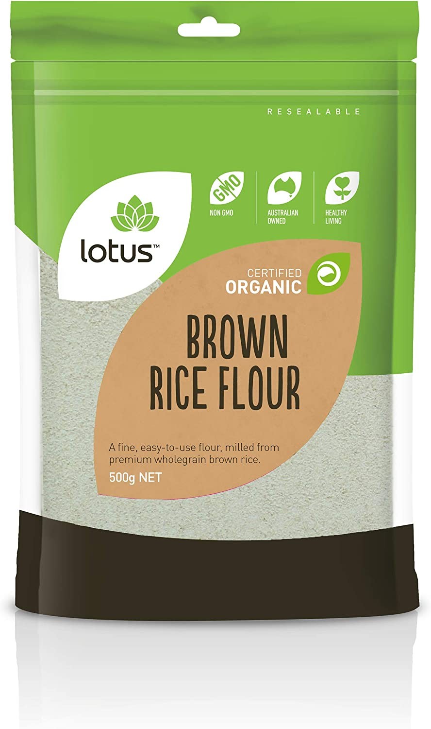 Lotus Organic Brown Rice Flour 500 G, 500 G