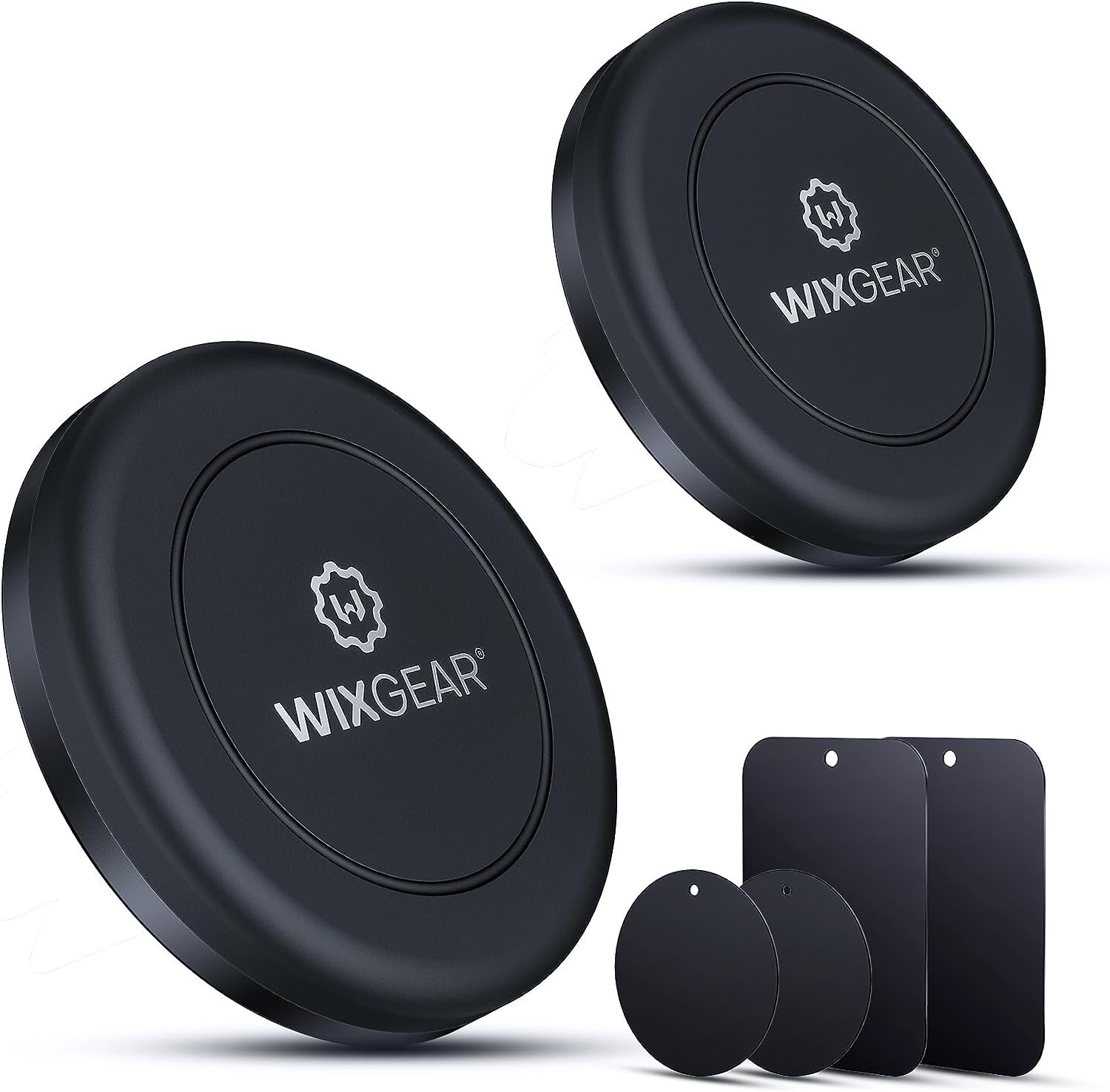 Wixgear Universal Flat Stick on (2 Pack) Dashboard Magnetic Car Mount Holder for Cell Phones and Mini Tablets with Fast Swift-Snap Technology – Extra Slim