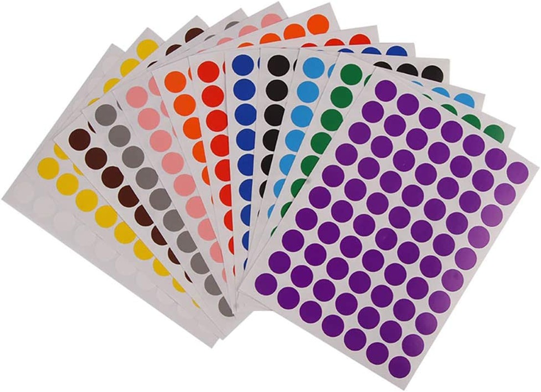 Weforu Dot Stickers, 19Mm Sticky Coloured Dots, 12 Colors round Stickers Dots Circle Color Coding Labels(2520Pcs, 36Sheet, 12 Colors, 19Mm)