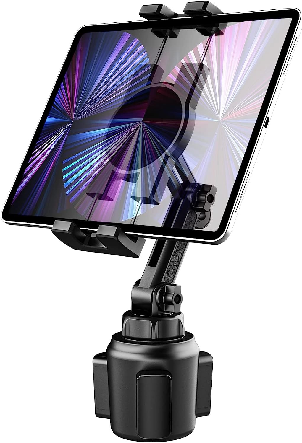 Cup Holder Car Tablet Mount, Charchendo Ipad Holder for Car/Truck, 360° Rotation Adjustable Arm Universal Tablet Stand Compatible with Ipad Pro 11 Air Mini, Galaxy Tabs, Cell Phone, 4.7-13″ Devices