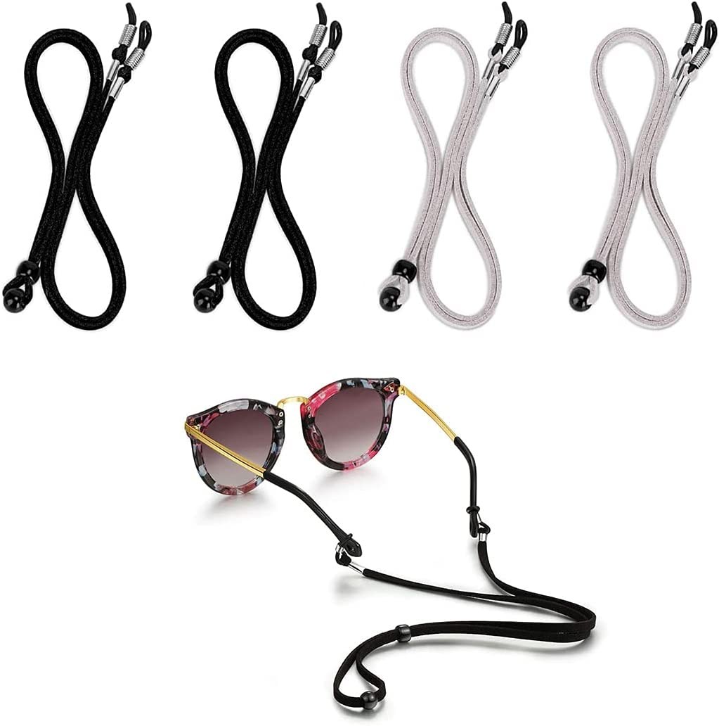 Glasses Strap, 4 PCS Eye Glasses String Holder Cords for Men Women Kids (Gray, Black)