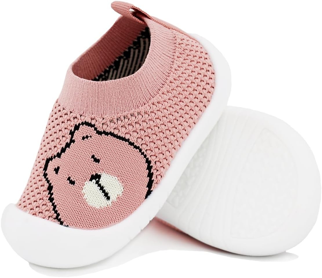 Lucckey Non-Slip Baby Socks Shoes, Breathable Toddler First Walker Shoes Lightweight Boy Girl Walking Shoes Baby Infant Kids Slippers with Soft Rubber Sole Slip-On Sneakers Outdoor Indoor