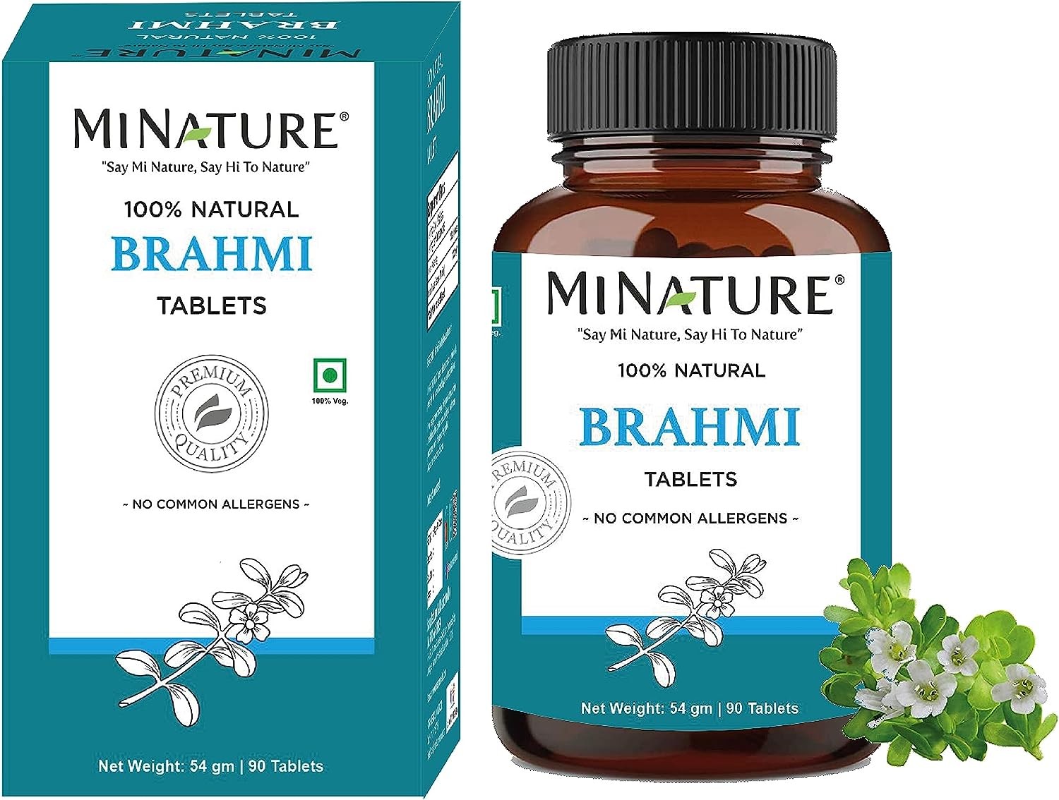 Brahmi Tablets – 90 Tablets, 1000 Mg |45 Days Supply | by Mi Nature | 100% Natural Brahmi Tablets | Vegan | Bacopa Monnieri | from India