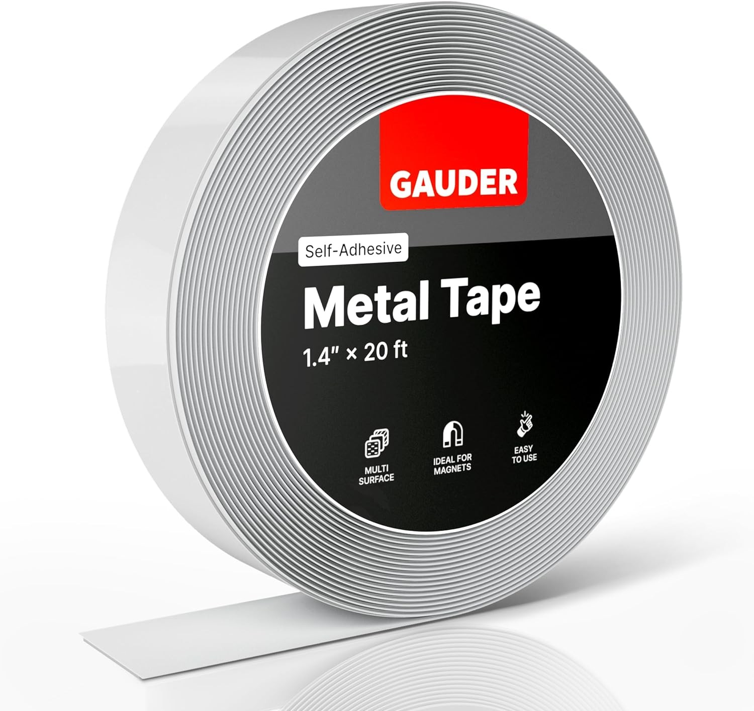 GAUDER Self-Adhesive Metal Tape | Thin Metal Strips for Magnets, Tonies® Figures & Shelves | Ferrous Tape (20 Ft)