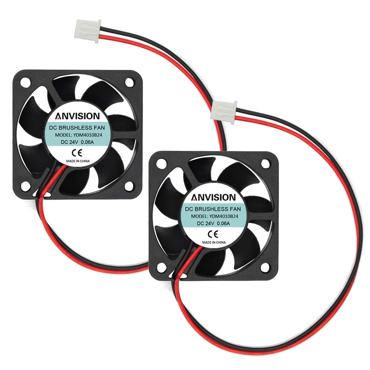 ANVISION 2-Pack DC 24V 40Mm X 10Mm Brushless Cooling Fan, Dual Ball Bearing, YDM4010B24