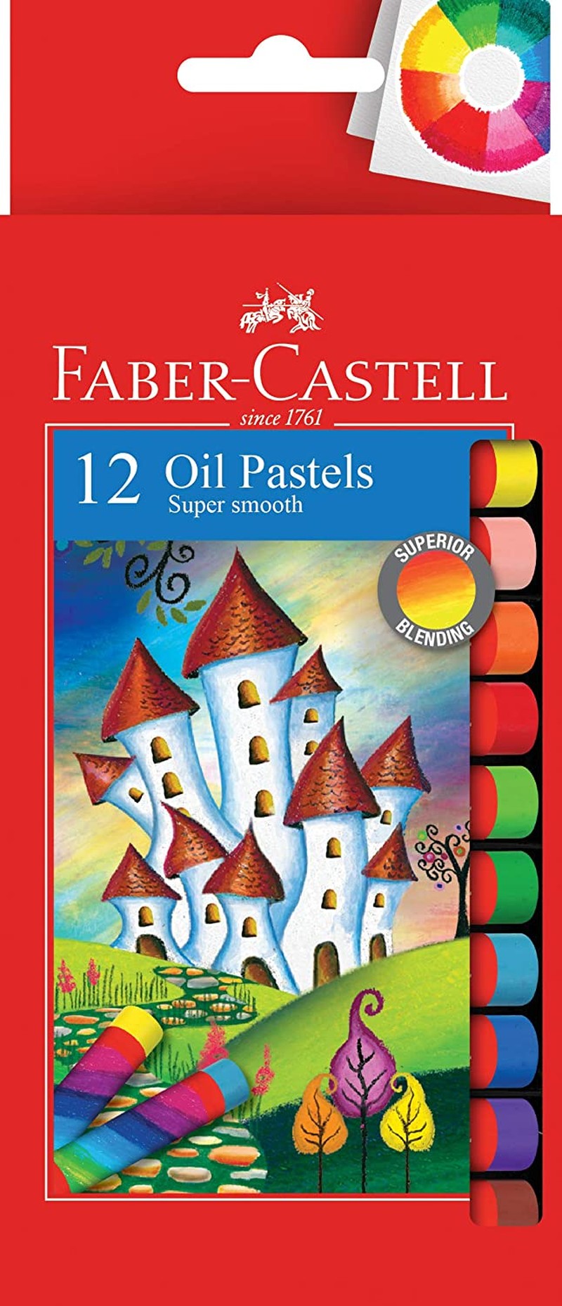 Faber-Castell Super Smooth Oil Pastels, Assorted – Pack of 12, (21-010108)