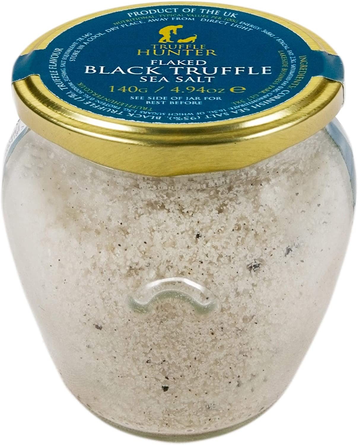 Trufflehunter Flaked Black Truffle Sea Salt (140G) – European Black Summer Truffles (Tuber Aestivum) Seasoned Salt Seasoning Gourmet Food Condiments – Vegan Vegetarian Gluten Free Nut Free