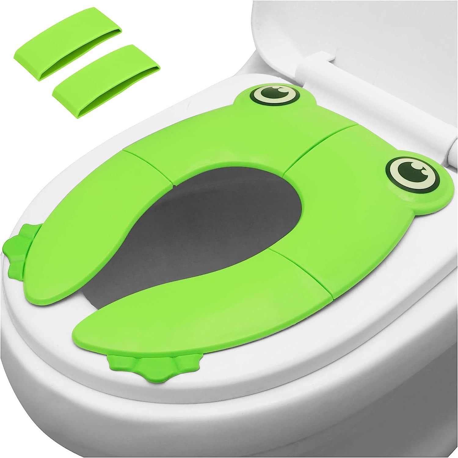 Pandaear Toilet Seat Cover | Folding Travel Toilet Seat for Children and Potty Training | Portable Silicone Toilet Seat for Toddlers, Boys & Girls with Non-Slip Silicone Pads | Recyclable Toilet Seat