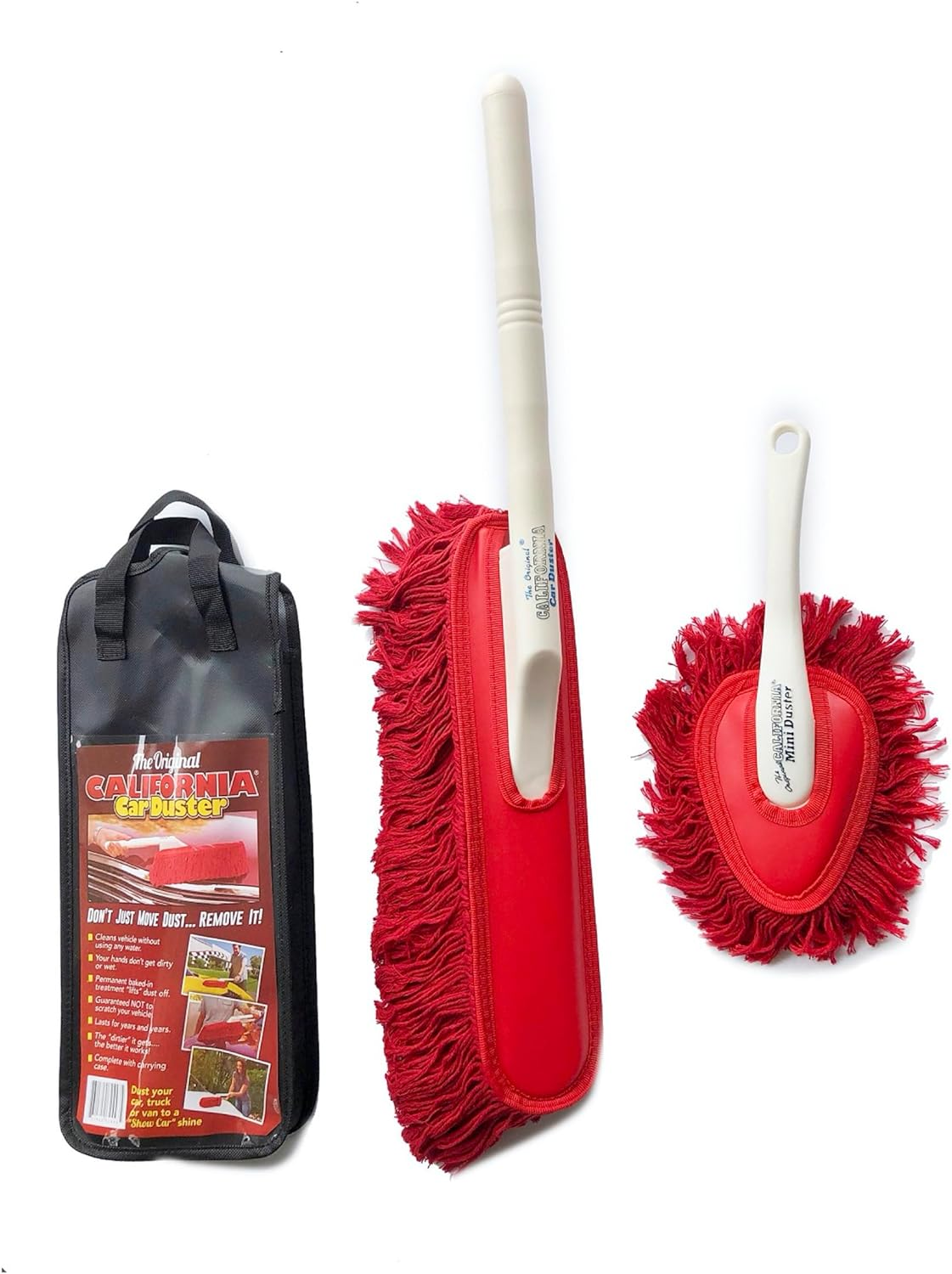 The Original California Car Duster Detailing Kit with Plastic Handle, Model Number: 62445, Red