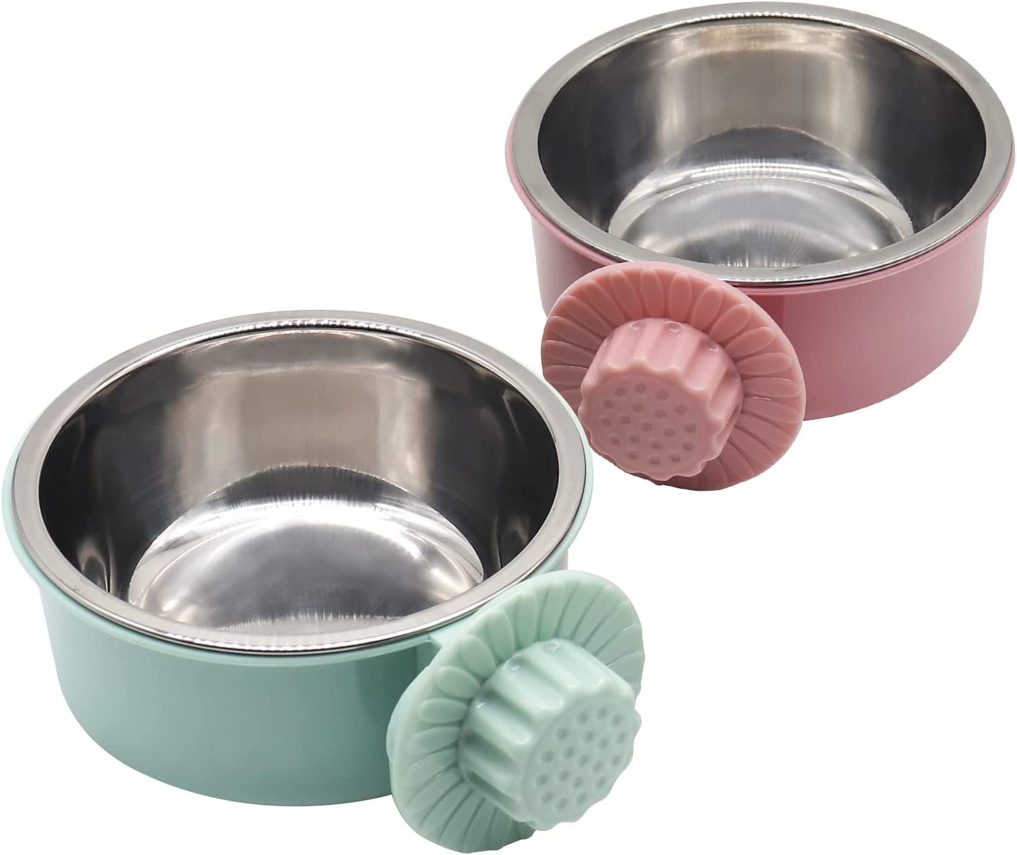 Crate Dog Bowl Worthplanet 2 Pcs Pet Food Water Bowl Hanging Pet Cage Bowl Removable Stainless Steel Water Food Feeder Bowls for Cat Puppy Bird Rabbit and Other Small Animals W280008