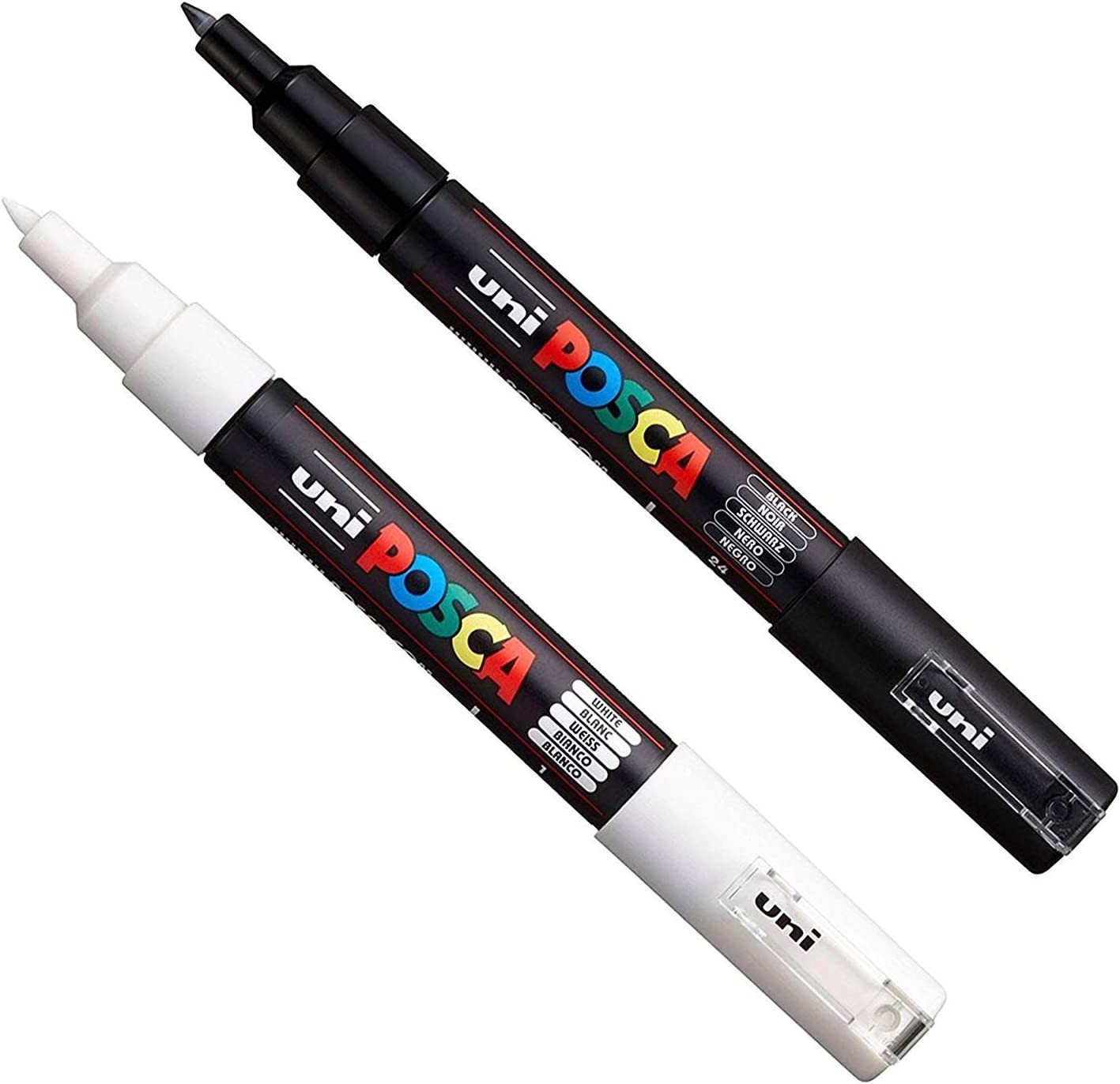 Posca – PC-1M 0.7Mm Bullet Tip Pen Marker – Extra Fine – Back & White – 2 Pack