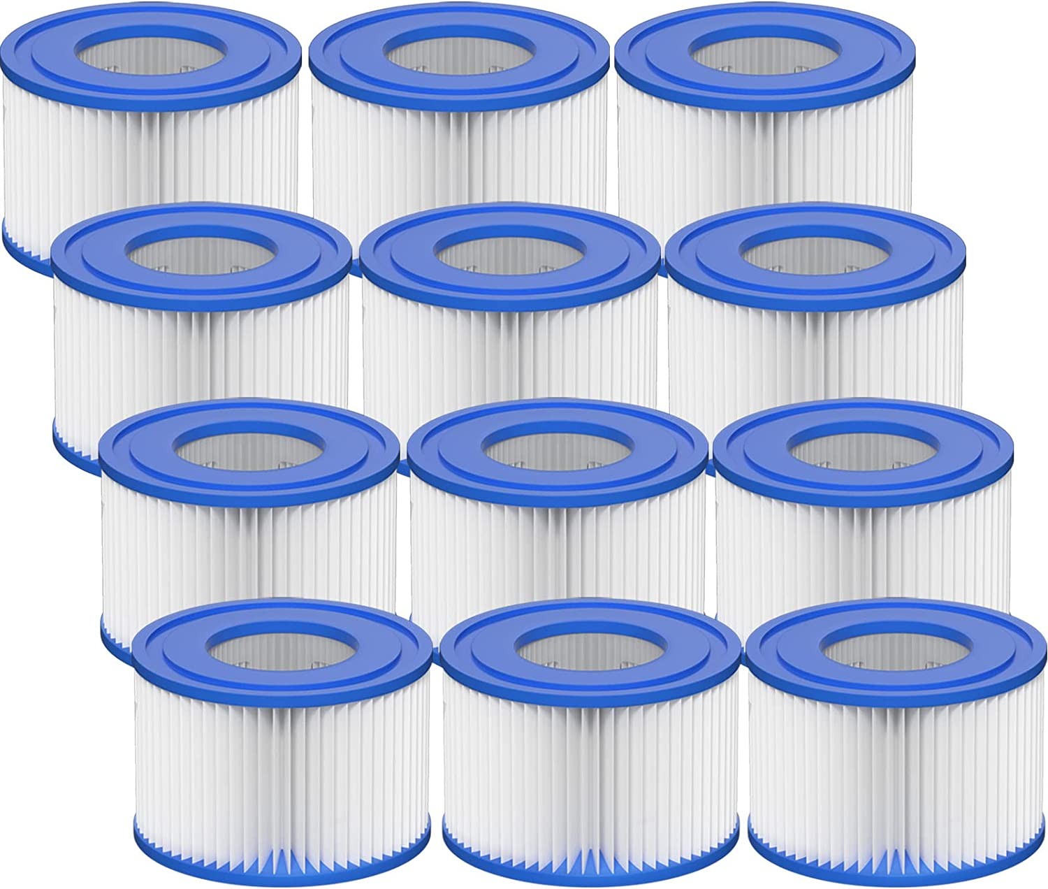 Vickmons Type VI Hot Tub Filter Cartridge Compatible with Bestway, Lay-Z-Spa, Coleman Saluspa 90352E, 58323E, 58323 Swimming Pool Pump, 12 Pack