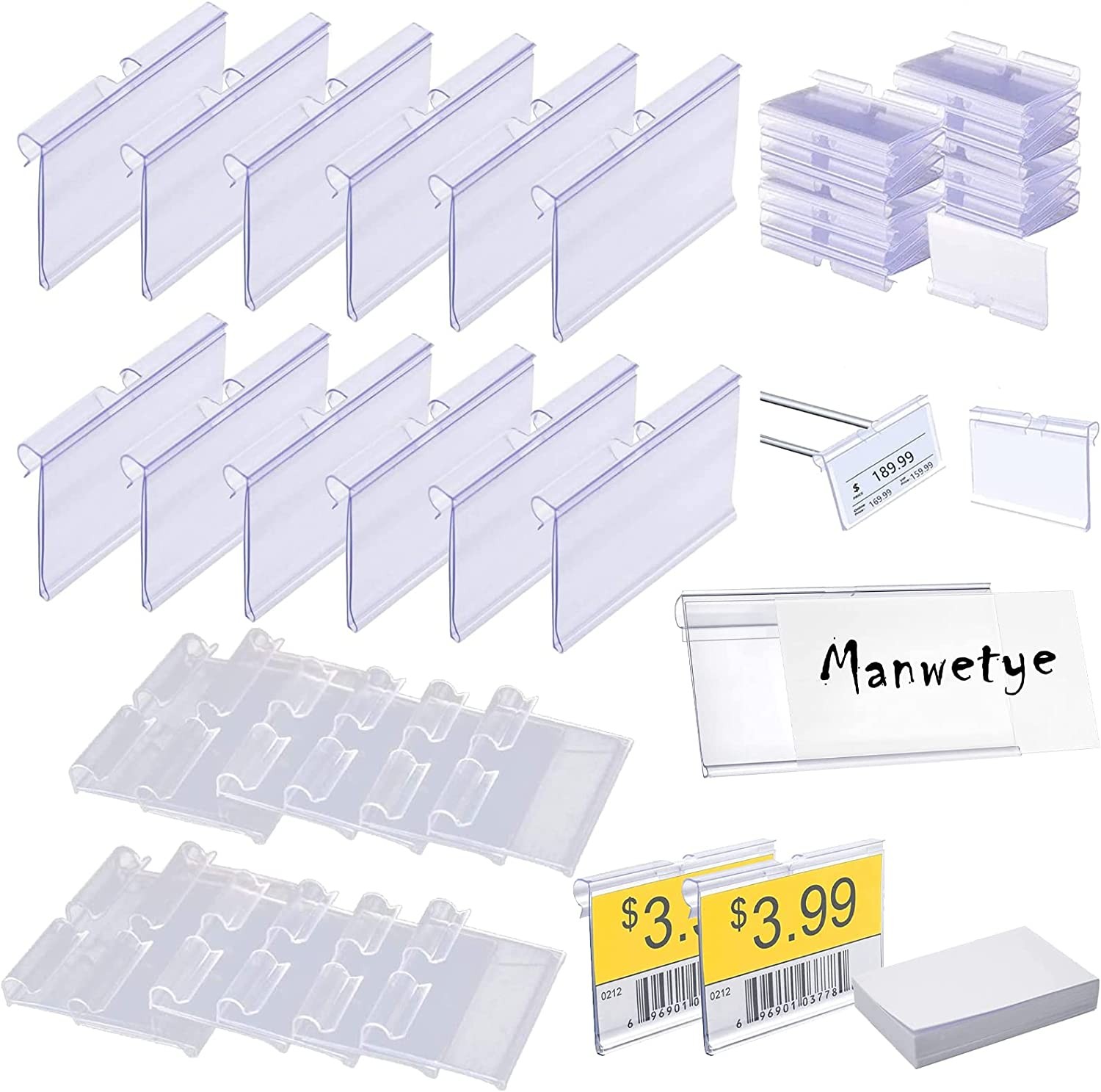 100 PCS Price Label Holder,Clear Plastic Label Holders for Wire Shelf Retail Price Label Merchandise Sign Display Holder(2.4In X 1.65In /6Cm X 4.2Cm)