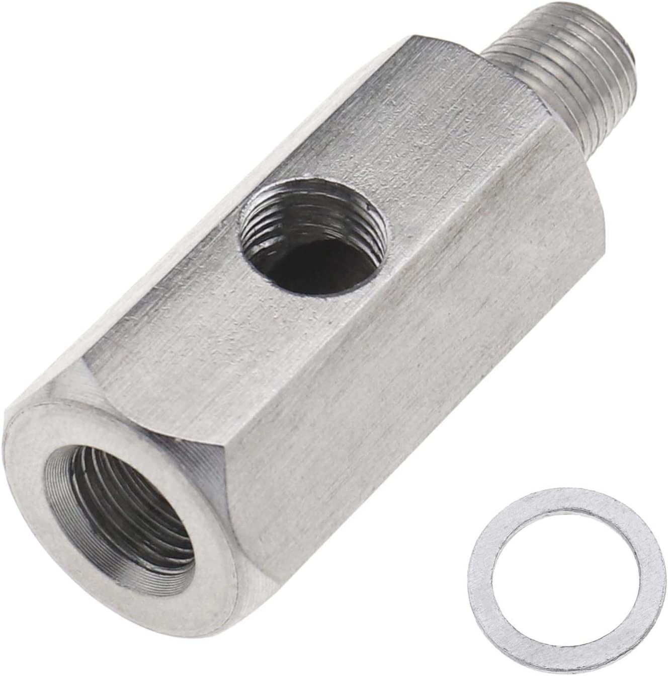 1/8 NPT Tee Connector Adapter, DIY Connecting Turbo Oil Line Pressure Sendor- Stainless Steel