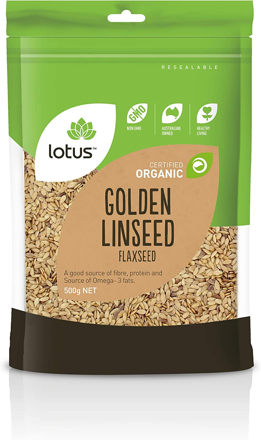 Lotus Golden Organic Linseed Flaxseed 500 G, 500 G