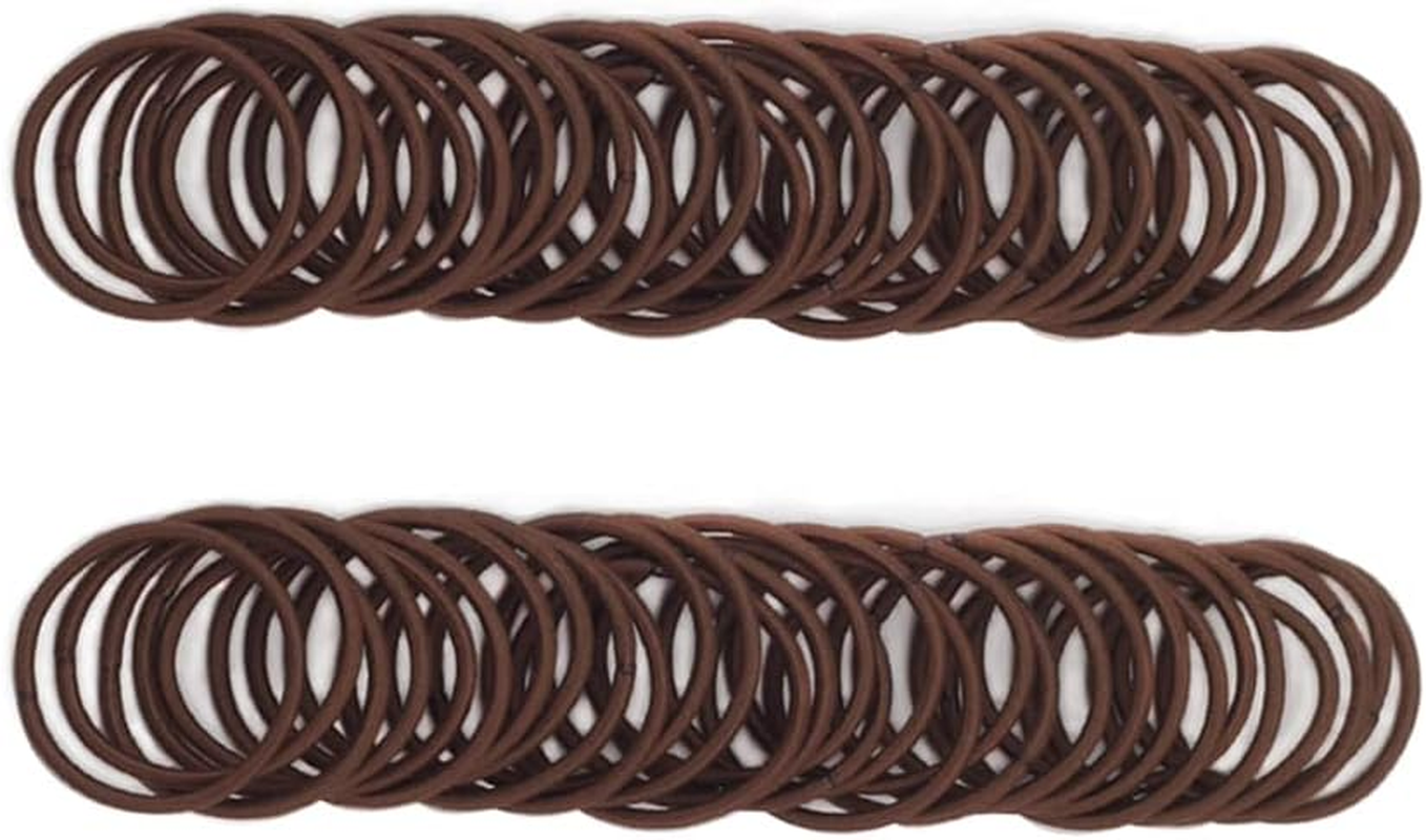 100 Pieces Small Baby Girls Hair Elastics Hair Ties Ponytail Holders Hair Bands for Kids(2 Mm X 2.5 Cm,Brown)