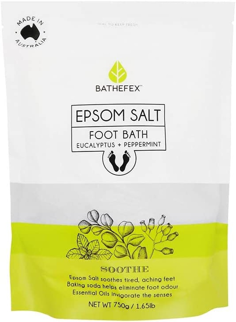 Bathefex Epsom Salt Foot Bath with Eucal and Peppermint, 750G Mixed Color (Pack of 1)