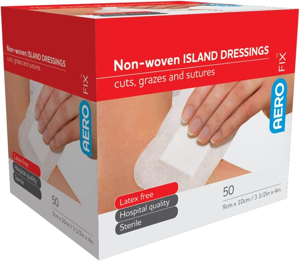 Aero Healthcare Aerofix Non-Woven Island Dressings, 8 X 10 Cm, White, 50 Count