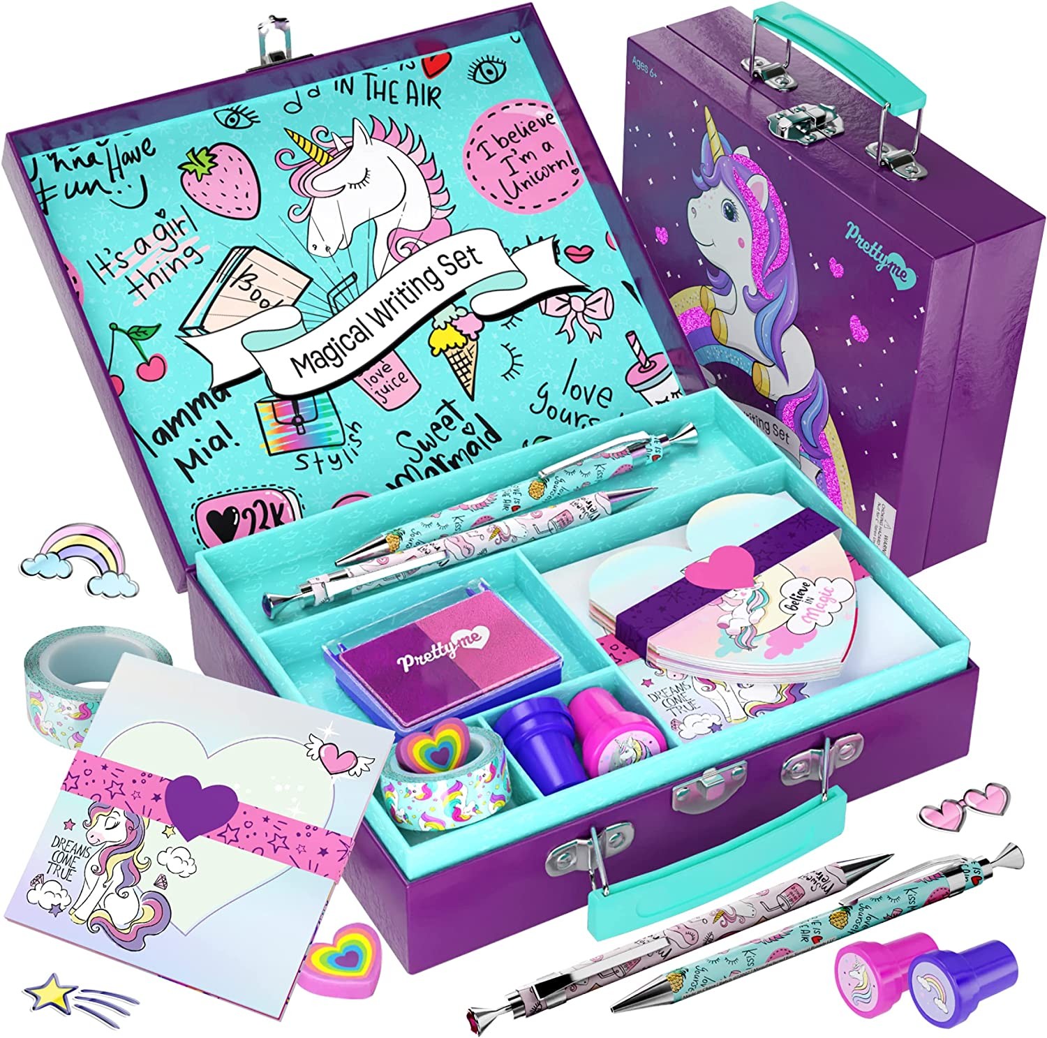 Unicorn Stationery Set for Kids – Unicorn Gifts for Girls Ages 6, 7, 8, 9, 10-12 Year Old – Stationary Letter Writing Kit – Best Girl Birthday Gift – Preteen Craft Toys, Christmas Presents