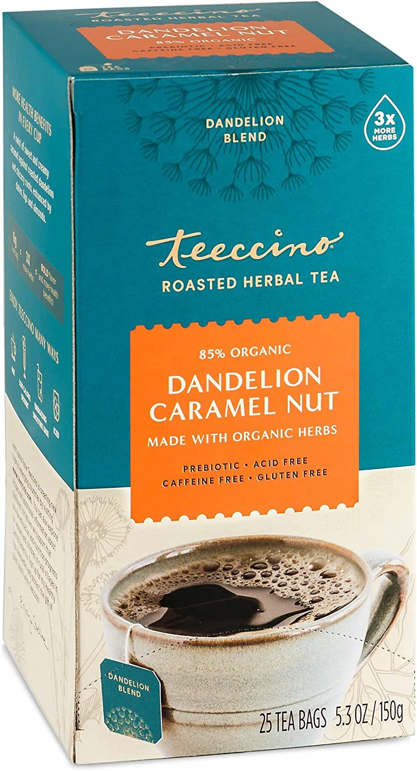 Teeccino Dandelion Caramel Nut Roasted Caffeine Free Herbal Tea 150 G, 25 Teabags