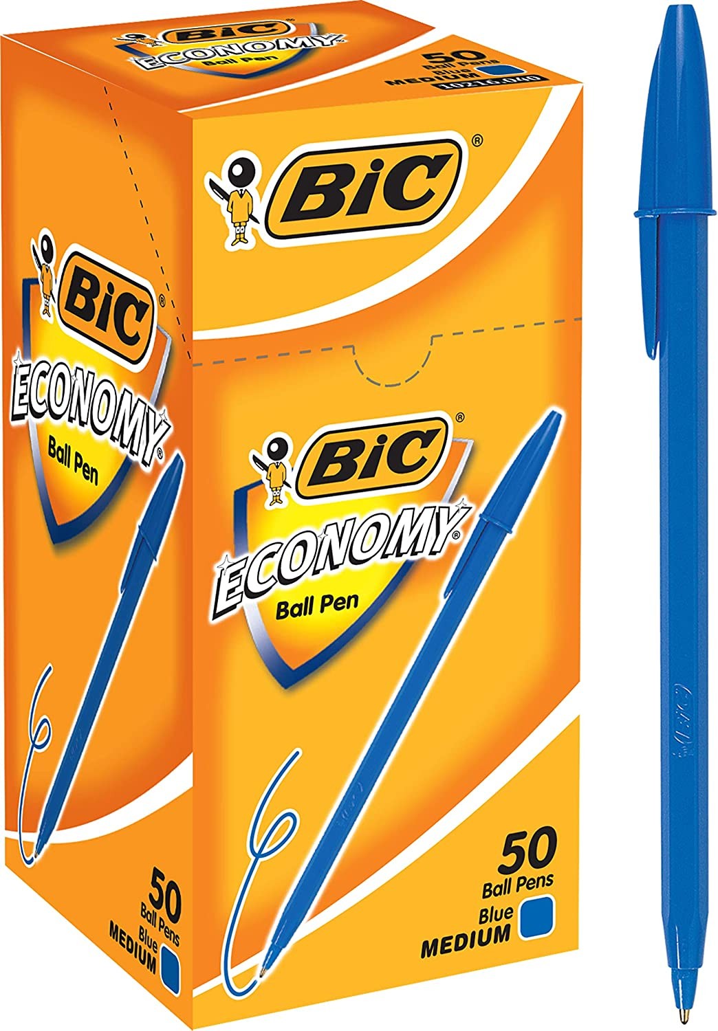 BIC Economy Ball Pens Medium Point (1.0 Mm) – Blue, Box of 50